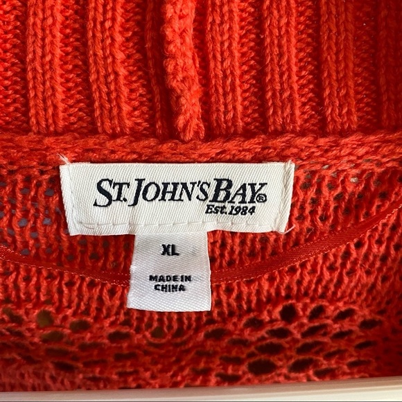 St. John's Bay Cropped Cardigan, Lacey Detail - Picture 3 of 4